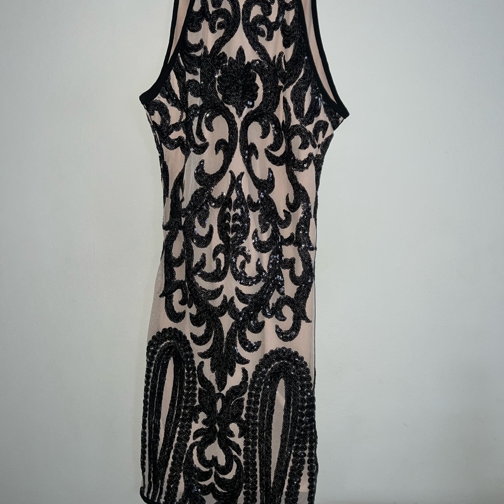 Privy Black and Cream Backless Dress